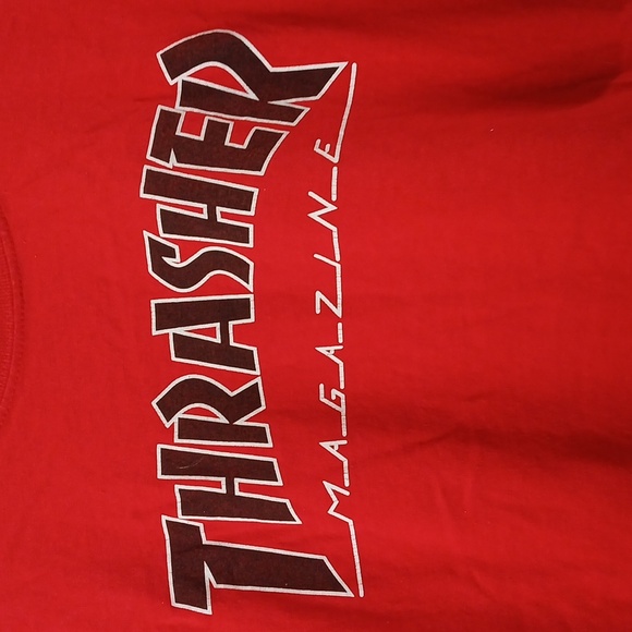 Thrasher Magazine Red Men's T-Shirt skater skateboarding  Sz L EUC - Picture 4 of 7